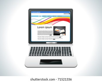 abstract detailed laptop with internet vector illustration