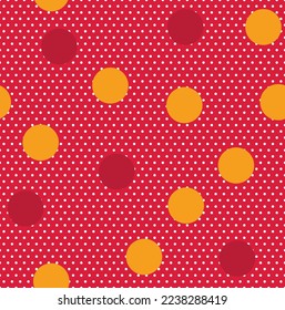 Abstract Detailed Polka Dots Vector Seamless Pattern Trendy Fashion Colors Stylish Minimal Concept Different Sizes Circles Fashionable Textile Perfect for Allover Fabric Print Viva Magenta Tones