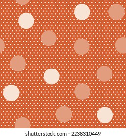 Abstract Detailed Polka Dots Vector Seamless Pattern Trendy Fashion Colors Stylish Minimal Concept Different Sizes Circles Fashionable Textile Perfect for Allover Fabric Print Amber Brown Tones