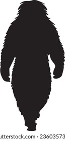 Abstract detailed walking yeti silhouette illustration.