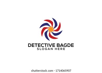 abstract detective badge logo vector concept with simple, unique, elegant styles on white background