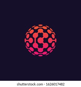 Abstract Development of artificial intelligence sign. Innovative high tech logo template. Smart computer. machine learning - vector