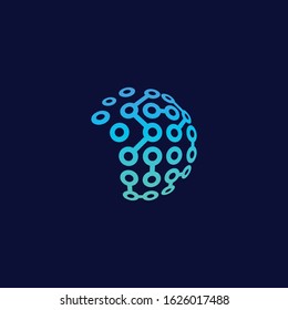 Abstract Development of artificial intelligence sign. Innovative high tech logo template. Smart computer. machine learning - vector
