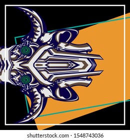 Abstract of a Devil. Pop art of a Devil on an orange and black background..