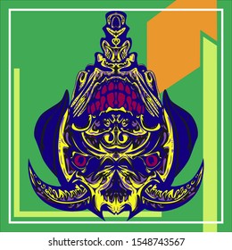 Abstract of a Devil. Pop art of a Devil on a green background.
