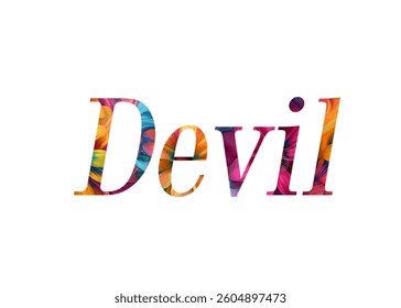 Abstract Devil Text Effect Design White Background