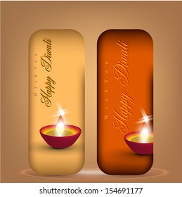 Abstract dewali banner design with shiny vector diya on beautiful color background.