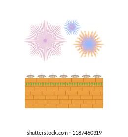 Abstract dewali design with candles and firework on white background