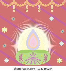 Abstract dewali design with festive candle on beautiful color background