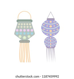 Abstract dewali design with Flashlights on white background