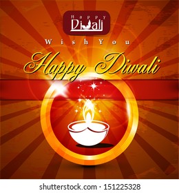 Abstract dewali design with shiny vector diya on beautiful color background.