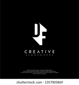 abstract DF logo letter in shadow shape design concept