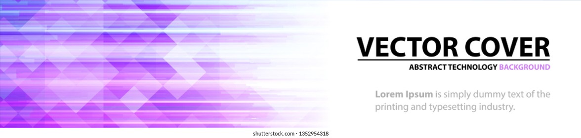 Abstract diagonal background blue and purple lines. White modern business banner, flyer, cover template.  Vector technology backdrop