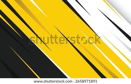 Abstract diagonal black yellow and white stripes racing background