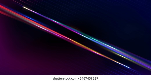 Abstrakte diagonale, bunte leuchtende Linien auf dem dunklen Hintergrund.