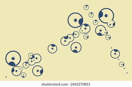 Abstract diagonal composition of flowing circles on a yellow background