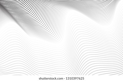 Abstract Diagonal Curve Line Texture or Grey Lined Pattern on White Backdrop. Geometric Background with Thin Wavy Stripes and Copyspace for Web Design