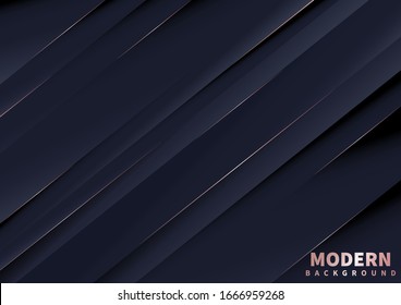 Abstract diagonal dark background. Modern style concept with rosegold line decoration.You can use for template brochure design. poster, banner web, flyer. Vector illustration