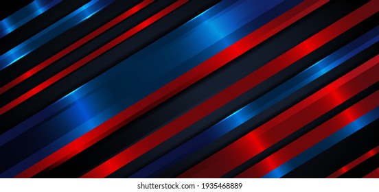 Abstract diagonal dark blue and red color stripe lines background overlapping layers decor blue light effect background. Technology elegant concept. Vector illustration