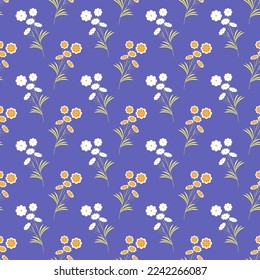 Abstract diagonal flowers on blue seamless pattern. Fashion graphic background. Modern stylish abstract texture. Design colorful template for prints, textiles, wallpaper. Vector illustration