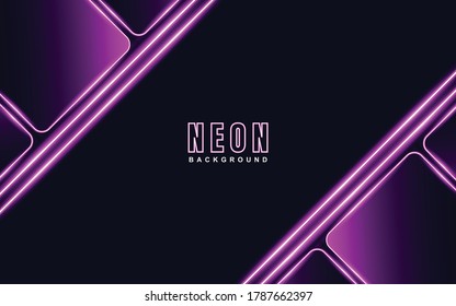 Resumen de fondo geométrico diagonal con efecto de luz de color neón rosa. Ilustración de luz vectorial sobre el concepto oscuro puede utilizarse para carteles de portada de música, volante, promoción de banners, sitio web, 