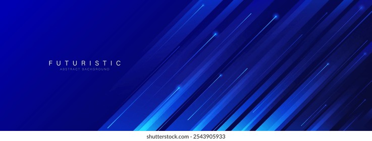 Linhas geométricas diagonais abstratas em fundo azul. Tecnologia conceito futurista digital. Terno para negócios, site, corporativo, cartaz, apresentação, capa, folheto, banner