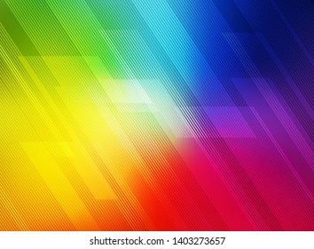 Abstract diagonal geometric lines pattern technology on rainbow colorful gradients background. Vector illustration