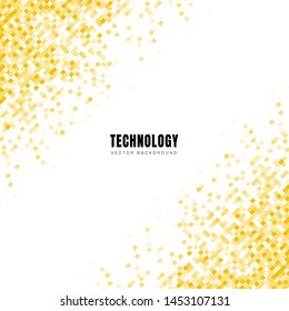 Abstract diagonal geometric yellow squares pattern on white background and texture with space for text. Technology style. Mosaic grid. Vector illustration