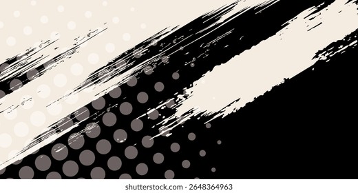 Fundo de traçado de pincel grunge diagonal abstrato em preto e branco. Textura de alto contraste perfeita para cartazes, folhetos, capas ou desenhos modernos ousados.