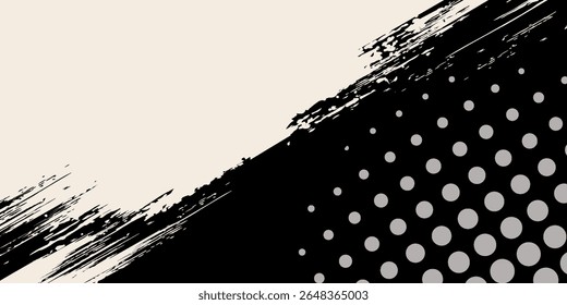 Fundo de traçado de pincel grunge diagonal abstrato em preto e branco. Textura de alto contraste perfeita para cartazes, folhetos, capas ou desenhos modernos ousados.