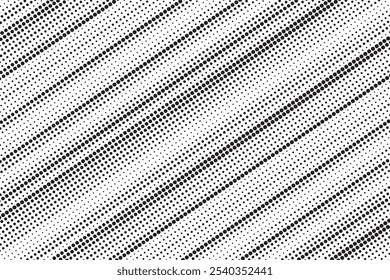 Abstract diagonal halftone gradient background. Faded grit noise texture. Retro pixelated backdrop. Anime or manga style comic overlay. Vector graphic design textured template
