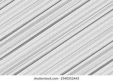 Abstract diagonal halftone gradient background. Faded grit noise texture. Retro pixelated backdrop. Anime or manga style comic overlay. Vector graphic design textured template
