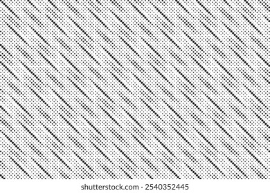 Abstract diagonal halftone gradient background. Faded grit noise texture. Retro pixelated backdrop. Anime or manga style comic overlay. Vector graphic design textured template
