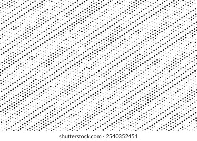 Abstract diagonal halftone gradient background. Faded grit noise texture. Retro pixelated backdrop. Anime or manga style comic overlay. Vector graphic design textured template
