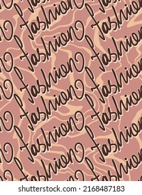 Abstract Diagonal Hand Writing Fashion Text with Liquid Stripes Seamless Vector Pattern Isolated Background