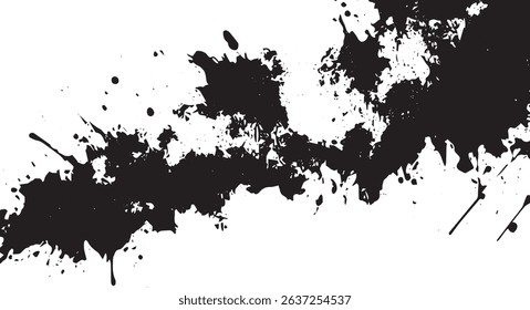 Abstract Diagonal Ink Splatter, Grunge Black and White Paint Texture Background