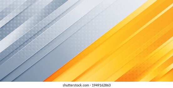 Abstract diagonal  light grey, yellow, orange background with dot decoration texture. You can use for template brochure design. poster, banner web, flyer, etc. Vector illustration