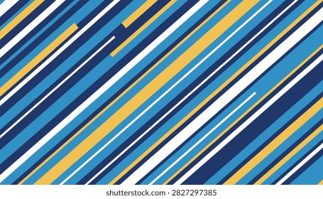 Abstract diagonal lines pattern in bold blue, mustard gold, and white stripes creating a dynamic modern backdrop.
