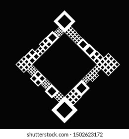 Abstract diagonal minimal square badge decoration frame - black and white modern vector graphic