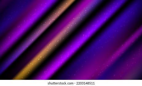 Resumen de la iluminación diagonal de color neón en el fondo negro con textura de propagación de polvo. Ilustración del vector