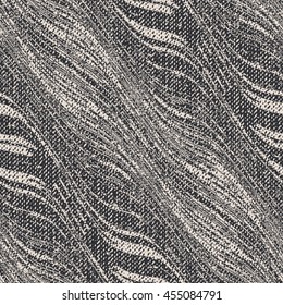 Abstract diagonal noisy wavy strokes distressed background. Seamless pattern.