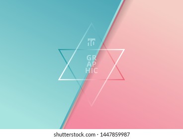 Abstract diagonal paper cut style blue and pink gradient color beautiful background with space for text. You can use for template brochure, poster, banner web, print, etc. Vector illustration