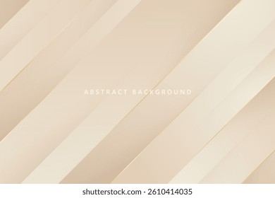 abstract diagonal papercut cream color texture background with golden light lines luxury effect