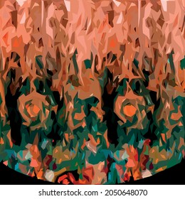 Abstract diagonal pattern from a modified image of a mixed autumn forest. Diagonal ornament in natural colors of autumn forest camouflage.