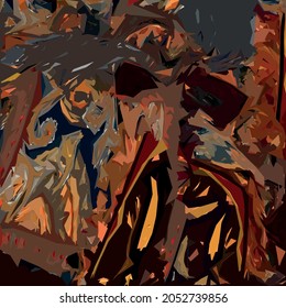 Abstract diagonal pattern from a modified image of a mixed autumn forest. Diagonal ornament in natural colors of autumn forest camouflage Leopard pattern.