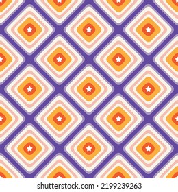 Abstract Diagonal Retro Colored Squares Geometric Vector Seamless Pattern Minimalist Design Trendy Fashion Colors Perfect for Allover Fabric or Wrapping Paper Electric Purple Orange Tones