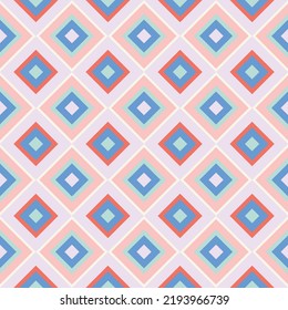 Resumen cuadradas diagonales Diamantes en forma de patrón Geométrico Retro Colores de moda a la moda Perfecto para impresión de tela de alamante o envolver papel Pastel rosa azul
