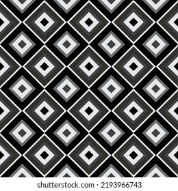 Abstract Diagonal Squares Diamond Shaped Geometric Retro Pattern Trendy Fashion Colors Perfect for Allover Fabric Print or Wrapping Paper Black Gray Tones