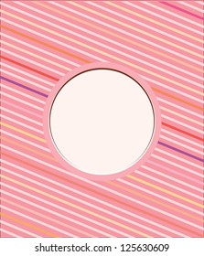 Abstract  diagonal striped vector background with an empty circular label
