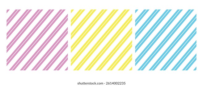 Abstract Diagonal Stripes  Candy Color Backgrounds Set. Seamless patterns, Christmas patterns, Easter day background